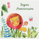 Joyeux anniversaire avec un lion coloré et festif
